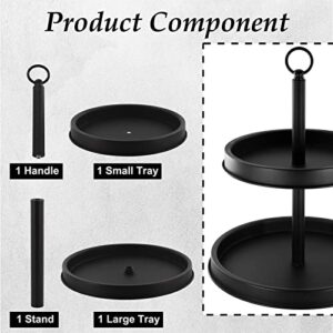 Lobolighting Two Tiered Decorative Serving Tray Stand, 2 Tiered Serving Tray Display for Coffee Bar Table Ceterpieces Rustic Farmhouse Home Decor