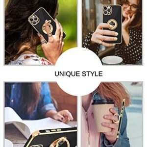 BENTOBEN iPhone 12 Pro Case with 360° Ring Holder, Shockproof Slim Kickstand Magnetic Support Car Mount Women Men Non-Slip Protective Phone Case for iPhone 12 Pro 6.1", Black/Gold