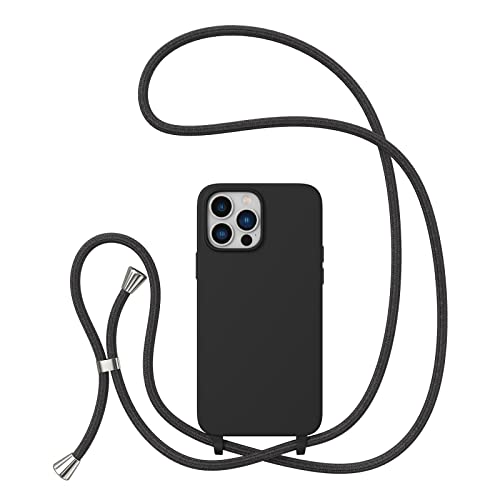 ZTOFERA Crossbody Case for iPhone12 Pro Max,iPhone12 Pro Max with Lanyard Strap Protective Case Adjustable Neck Rope Liquid Silicone Soft Cover for iPhone12 Pro Max 6.7 Inch,Black