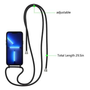 ZTOFERA Crossbody Case for iPhone12 Pro Max,iPhone12 Pro Max with Lanyard Strap Protective Case Adjustable Neck Rope Liquid Silicone Soft Cover for iPhone12 Pro Max 6.7 Inch,Black