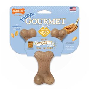 nylabone dog, puppy gourmet style strong chew toy wishbone peanut butter small/regular (1 count)