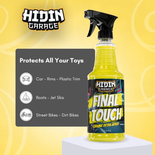 Hidin Garage Ceramic Coating – Premium Final Seal Setting Spray for Cars Wax Enhanced Protection and Deep Gloss Shine Ready to Use Wet Dry Application 16fl. oz (HG-0001-1)