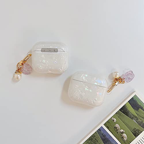 YeLoveHaw Designed for AirPods 3 Case for Women Girls Men, Glitter Pearly-Lustre Pattern, Soft Cute Full Body Protective Cover with Pearl Shell Keychain for Airpods 3rd Generation 2021 (Colorful)