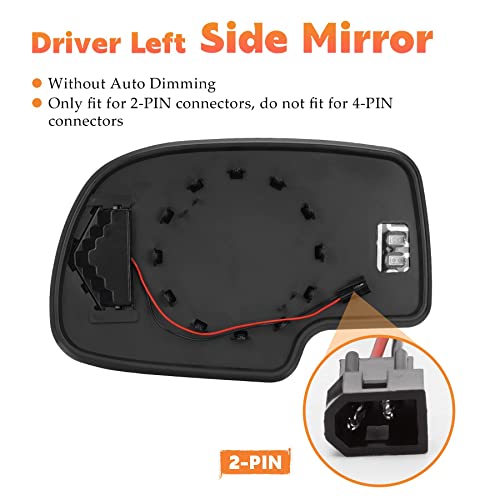 Left & Right Side Heated Mirror Glass with Turn Signal 2003-2006 Cadillac Escalade ESV EXT Chevy Avalanche Silverado Suburban Tahoe for GMC Sierra Yukon Classic 1500 2500 3500 HD for 2 PIN & 4 PIN