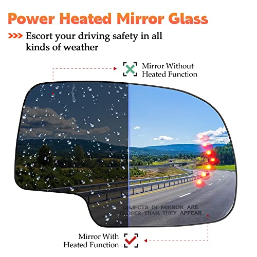 Left & Right Side Heated Mirror Glass with Turn Signal 2003-2006 Cadillac Escalade ESV EXT Chevy Avalanche Silverado Suburban Tahoe for GMC Sierra Yukon Classic 1500 2500 3500 HD for 2 PIN & 4 PIN