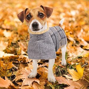 ROZKITCH Dog Coat Winter Jacket Reflective Cold Weather Fleece Coats Vest, Pet Thick Warm Windproof High Collar Clothes Outfits for Small Medium Large Dogs, British Plaid Dog Apparel with Leash Hole