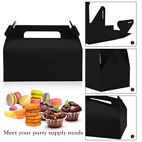 Lainrrew 30 Pcs Gable Candy Treat Boxes, Small Goodie Boxes Christmas Party Favor Boxes Kraft Paper Gift Box for Christmas Party Decorations Birthday Party Favors (Black)