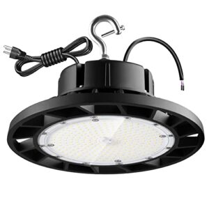 alnsa led high bay light 150w super bright ufo led high bay light 21,000lm 5000k with us plug 5’cable, 1-10v dimmable, ip65 waterproof led shop lights, commercial workshop factory area lighting