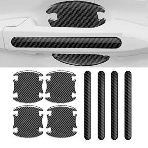 grafken 8pcs universal 3d carbon fiber car door handle sticker scratches protective films, self-adhesive car door bowl protection stickers fit all car models, black, m