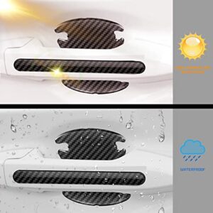 Grafken 8Pcs Universal 3D Carbon Fiber Car Door Handle Sticker Scratches Protective Films, Self-Adhesive Car Door Bowl Protection Stickers Fit All Car Models, black, M