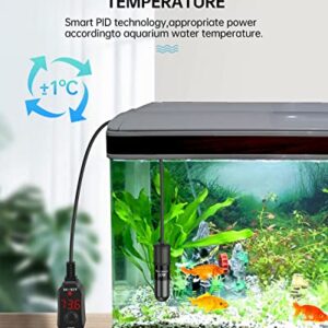 SILICAR Mini Aquarium Heater, 10W Fish Tank Heater with Built-in Thermometer, LED Display, External Temperature Controller, Submersible Turtle Tank Heater for 0.5-1 Gallon