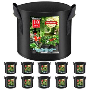vinmoso 10 pack grow bags 5 gallon heavy duty 300g thickened non-woven grow bag with handles plant grow bags planting bags plant bags