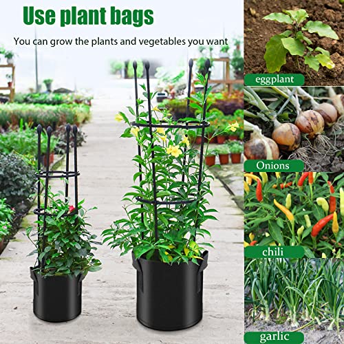 vinmoso 10 Pack Grow Bags 5 Gallon Heavy Duty 300G Thickened Non-Woven Grow Bag with Handles Plant Grow Bags Planting Bags Plant Bags