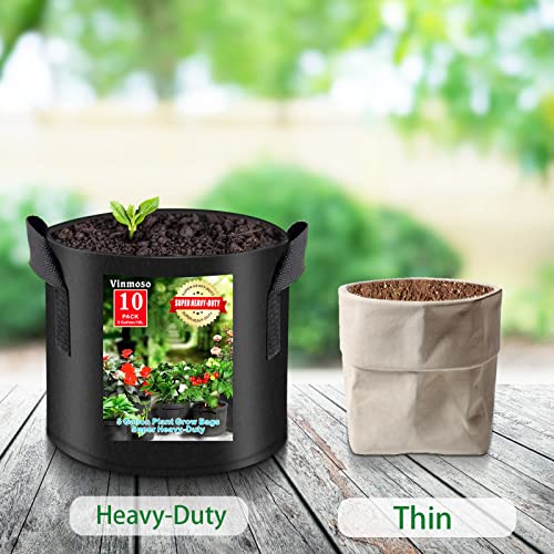 vinmoso 10 Pack Grow Bags 5 Gallon Heavy Duty 300G Thickened Non-Woven Grow Bag with Handles Plant Grow Bags Planting Bags Plant Bags