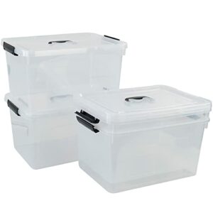 Anbers 17.5 Qt Large Plastic Storage Bins with Lids, 4 Packs Latching Storage Container Box