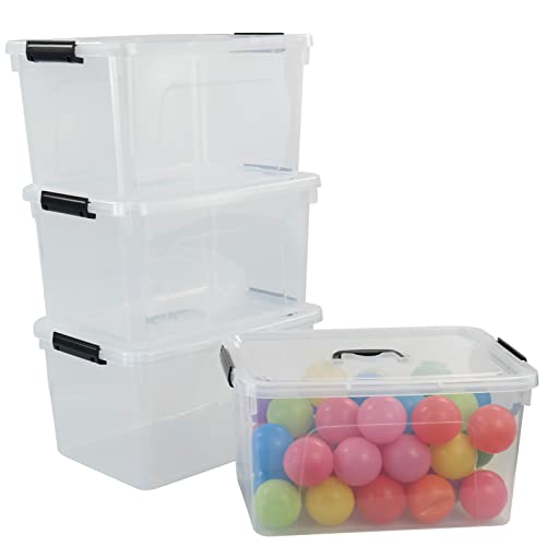 Anbers 17.5 Qt Large Plastic Storage Bins with Lids, 4 Packs Latching Storage Container Box