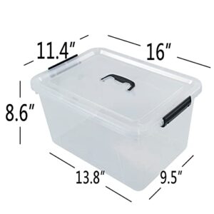 Anbers 17.5 Qt Large Plastic Storage Bins with Lids, 4 Packs Latching Storage Container Box