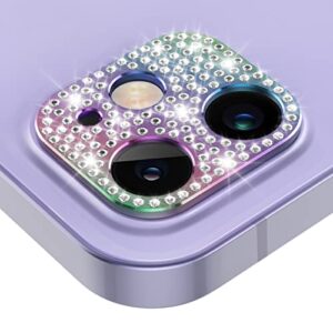 otofly bling camera lens protector compatible with iphone 12 for women girls glitter diamond metal lens protective decoration cover accessories for iphone 12 (colorful)