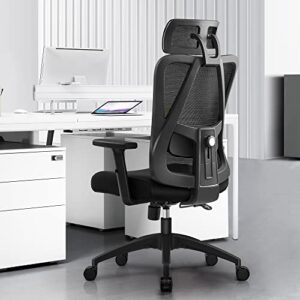 primy ergonomic office chair,high back desk chair with adjustable headrest with 2d arms,lumbar support and pu wheels,big and tall office chair for home and office,tilt function computer chair (18-h)