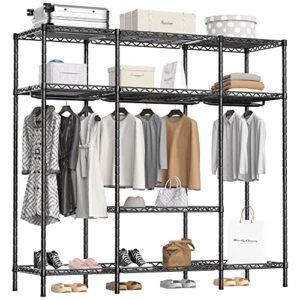 boluboya wire garment rack heavy duty clothes rack metal clothing racks with shelves, portable wardrobe closet rack for hanging clothes freestanding rack