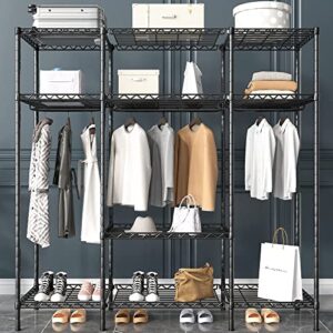 BOLUBOYA Wire Garment Rack Heavy Duty Clothes Rack Metal Clothing Racks with shelves, Portable Wardrobe Closet rack for Hanging Clothes Freestanding rack