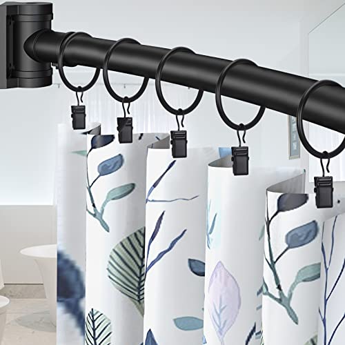 Skycase 40 Pack Curtain Rings,Metal Curtain Ring with Clips,Decorative Drapery 1.5 inch Interior Diameter Curtain Rod Clips Hangers for Bathroom, Living and Guest Room,Black