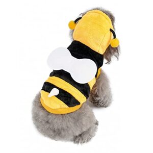 Filhome Pet Bee Dog Costume, Halloween Dog Hoodies Outfits Cute Cat Hooded Coat Warm Apparel Fall Winter Christmas Cosplay Clothes for Small Medium Pet(XL/Yellow)