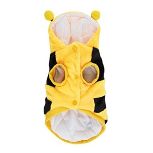 Filhome Pet Bee Dog Costume, Halloween Dog Hoodies Outfits Cute Cat Hooded Coat Warm Apparel Fall Winter Christmas Cosplay Clothes for Small Medium Pet(XL/Yellow)