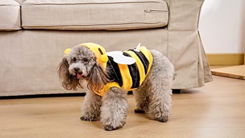 Filhome Pet Bee Dog Costume, Halloween Dog Hoodies Outfits Cute Cat Hooded Coat Warm Apparel Fall Winter Christmas Cosplay Clothes for Small Medium Pet(XL/Yellow)