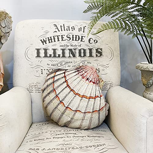 Flooreal Seashell Shape Decorative Cushion Throw Pillow 17.7" 3D Plush for Home Sofa Couch Bed Office Car Sea Ocean Conch 100% Polyester