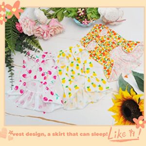 MSNFOASM 3-Pack Cherry Lemon Pineapple Print Dog Dress,Doggie Tank Top Vest Dresses,Holiday Cat Outfits,Soft Clothes for Small Dogs Girl(Small)