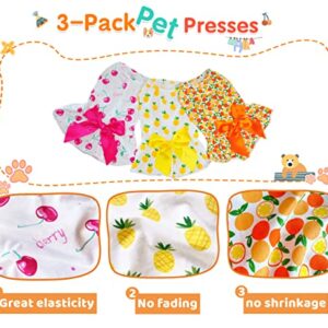 MSNFOASM 3-Pack Cherry Lemon Pineapple Print Dog Dress,Doggie Tank Top Vest Dresses,Holiday Cat Outfits,Soft Clothes for Small Dogs Girl(Small)