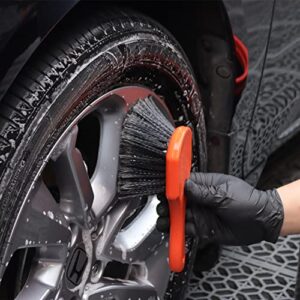 SPTA Wheel & Tire Brush, Soft Bristle Car Wash Brush for Car Rim, Interior & Exterior Surface Cleaning Brush, Clean Tires and Release Dirt, Soft Handle for Easy Scrubbing