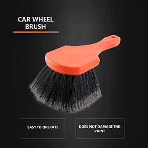 SPTA Wheel & Tire Brush, Soft Bristle Car Wash Brush for Car Rim, Interior & Exterior Surface Cleaning Brush, Clean Tires and Release Dirt, Soft Handle for Easy Scrubbing