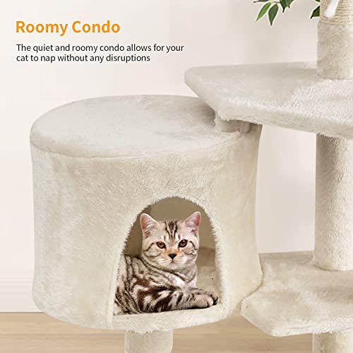 BestPet Cat Tree 36 inch Tall Scratching Toy Activity Centre Cat Tower Cat Condo Multi-Level Furniture Scratching Posts for Indoor Cats,Beige