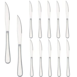 dafu stainless steel dinner knives silverware cutlery table knives mirror polished dishwasher safe - pack of 12 （silver 9 inches）