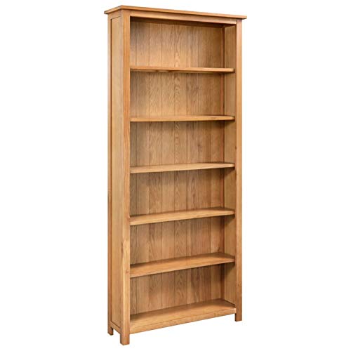 Tidyard Bookcase with Storage Shelves Oak Wood Display Rack Wooden Book Cabinet Organizer for Living Room, Bedroom, Home Furniture 31.5 x 8.9 x 66.9 Inches (W x D x H)