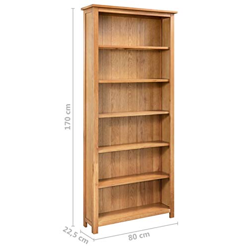 Tidyard Bookcase with Storage Shelves Oak Wood Display Rack Wooden Book Cabinet Organizer for Living Room, Bedroom, Home Furniture 31.5 x 8.9 x 66.9 Inches (W x D x H)