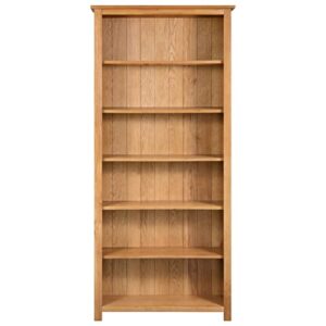 Tidyard Bookcase with Storage Shelves Oak Wood Display Rack Wooden Book Cabinet Organizer for Living Room, Bedroom, Home Furniture 31.5 x 8.9 x 66.9 Inches (W x D x H)