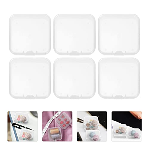 COHEALI Small Containers Craft Storage Jewelry Display Box 6pcs Plastic Clear Beads Storage Containers Square Sewing Box Parts Boxes Clear Organizer Box Small Plastic Containers