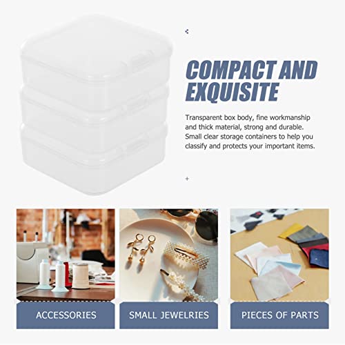 COHEALI Small Containers Craft Storage Jewelry Display Box 6pcs Plastic Clear Beads Storage Containers Square Sewing Box Parts Boxes Clear Organizer Box Small Plastic Containers