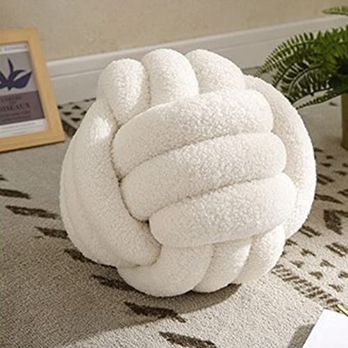 Meideli Cute Throw Pillows Hand-Woven Knotted Ball Decorative Pillows, Aesthetic Pillows for Bedroom Couch, Creative Photography Props(22cm/8.66in) Beige