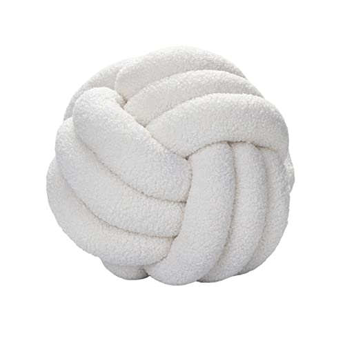 Meideli Cute Throw Pillows Hand-Woven Knotted Ball Decorative Pillows, Aesthetic Pillows for Bedroom Couch, Creative Photography Props(22cm/8.66in) Beige