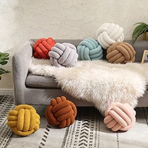 Meideli Cute Throw Pillows Hand-Woven Knotted Ball Decorative Pillows, Aesthetic Pillows for Bedroom Couch, Creative Photography Props(22cm/8.66in) Beige