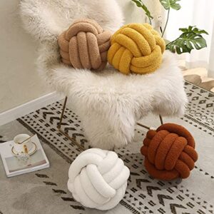 Meideli Cute Throw Pillows Hand-Woven Knotted Ball Decorative Pillows, Aesthetic Pillows for Bedroom Couch, Creative Photography Props(22cm/8.66in) Beige