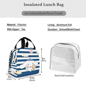 RFUVIWZ Kawaii Sea-Striped Anime Lunch Bag For Women Girl Insulated Reusable Portable Cute Lunch Box Ice Pack With Compartments For Picnic Work School