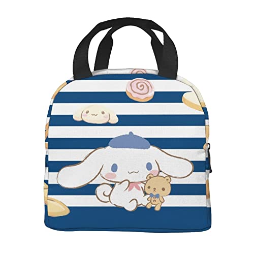 RFUVIWZ Kawaii Sea-Striped Anime Lunch Bag For Women Girl Insulated Reusable Portable Cute Lunch Box Ice Pack With Compartments For Picnic Work School