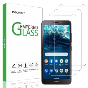 beukei (3 pack) compatible for nokia c100 screen protector tempered glass,touch sensitive,case friendly, 9h hardness