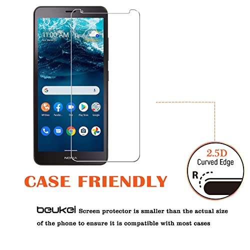 beukei (3 Pack) Compatible for Nokia C100 Screen Protector Tempered Glass,Touch Sensitive,Case Friendly, 9H Hardness