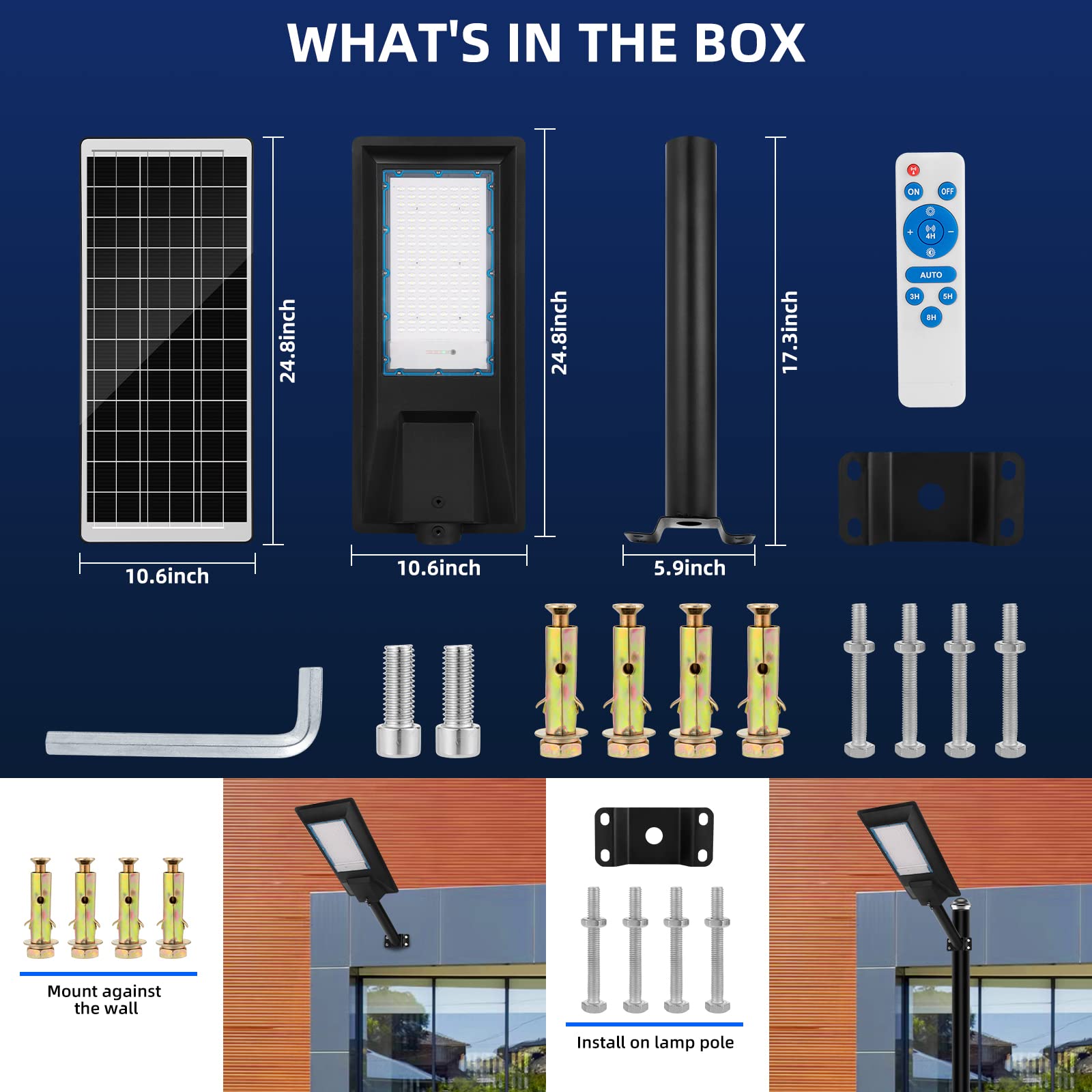 NHV Solar Street Lights Outdoor Upgraded Heavy Duty Aluminum Housing 600W IP67 Waterproof 60000LM 6500K LED Parking Lot Light with Remote Control Motion Sensor Automatic ON/Off from Dusk to Dawn